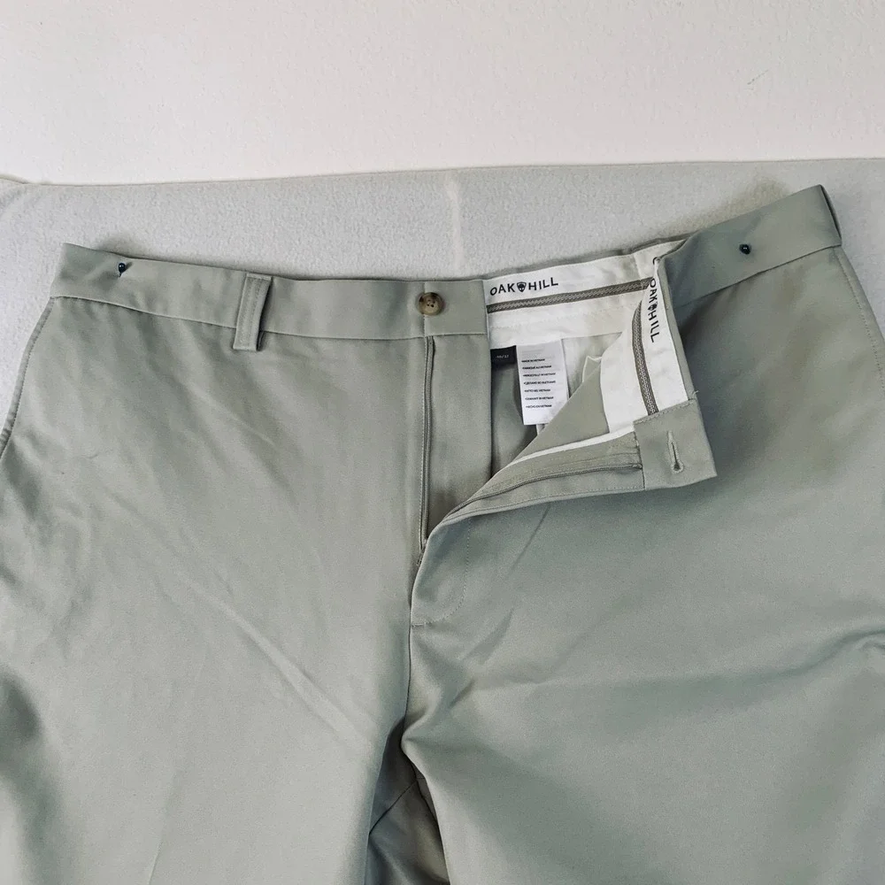 Oak Hill Men's Loose Fit Dress Pants Hidden Stretch Waistband Beige‎ Size 46/32